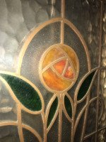 Four Arts & Crafts Stained Glass Doors with Stylised Glasgow Roses Set in Copper - Thumbnail 1