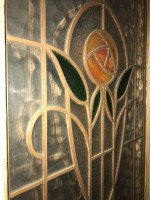 Four Arts & Crafts Stained Glass Doors with Stylised Glasgow Roses Set in Copper - Thumbnail 2