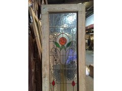 Four Arts & Crafts Stained Glass Doors with Stylised Glasgow Roses Set in Copper - Thumbnail 3