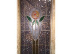 Four Arts & Crafts Stained Glass Doors with Stylised Glasgow Roses Set in Copper - Thumbnail 4