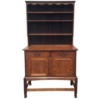 An Arts & Crafts Craftsman Made Simple Oak Dresser with Decorative Shaped Top