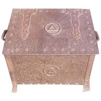 Arts & Crafts Hand Hammered Copper Log Box with Hand Riveted Construction - Thumbnail 2