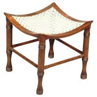 Liberty & Co. Stained Beech Dish Shaped Thebes Stool with Ring Turned Legs - Thumbnail 1