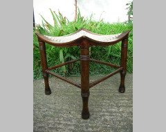 Liberty & Co. Stained Beech Dish Shaped Thebes Stool with Ring Turned Legs - Thumbnail 2