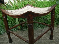 Liberty & Co. Stained Beech Dish Shaped Thebes Stool with Ring Turned Legs - Thumbnail 3