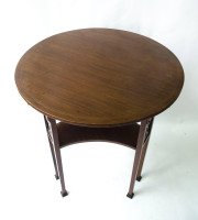Liberty & Co. Arts & Crafts Mahogany Side Table Inlaid with Floral Details - Thumbnail 2