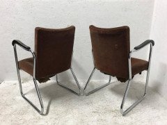 Thonet, a Pair of 1930s Tubular Steel Armchairs with Ebonised Armrests - Thumbnail 4