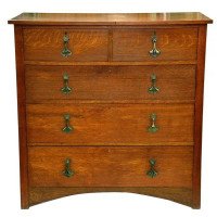 Heal's. An Arts & Crafts Oak Chest of Drawers, Stamped Heal's of London - Thumbnail 1
