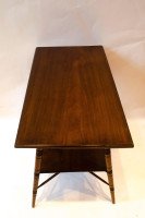 Rare Pair of Anglo-Japanese two-tier Walnut Side Tables by Jas Shoolbred - Thumbnail 3