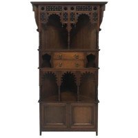 Liberty & Co. A Moorish Walnut Corner Cupboard with Musharabieh Turned Details - Thumbnail 1