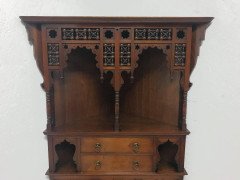 Liberty & Co. A Moorish Walnut Corner Cupboard with Musharabieh Turned Details - Thumbnail 3
