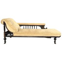 Well-Crafted Aesthetic Movement Ebonised and Parcel-Gilt Chaise Longue - Thumbnail 7
