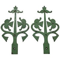 Gothic Revival, Pair of Cast Iron Hinges with Painted Green Finish (c.1875) - Thumbnail 1