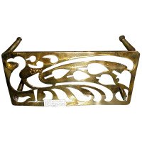 Aesthetic Movement Brass Trivet with Peacock Fret Work, on Turned Legs - Thumbnail 2