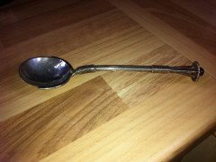 A E Jones, Arts & Crafts Silver Rat Tail Caddy Spoon - Thumbnail 6