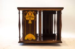 Shapland & Petter. Arts & Crafts Table Top Revolving Inlaid Bookcase - Thumbnail 3