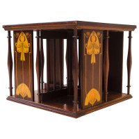 Shapland & Petter. Arts & Crafts Table Top Revolving Inlaid Bookcase - Thumbnail 4