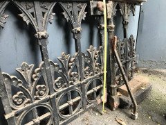 Gothic Revival Cast Iron Gate with Both Side Railings & Geometric Decoration - Thumbnail 10