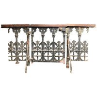 Gothic Revival Cast Iron Gate with Both Side Railings & Geometric Decoration