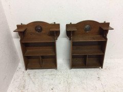Shapland & Petter, Arts & Crafts Hanging Oak Bookcase with Copper Plaque - Thumbnail 2