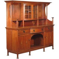 Waring & Gillows, Style of. M. H. Baillie Scott. Arts & Crafts Oak Inlaid Sideboard