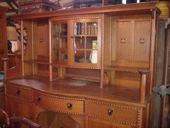 Waring & Gillows, M. H. Baillie Scott Style, Arts & Crafts Oak Inlaid Sideboard - Thumbnail 2