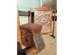 Arts & Crafts Fireplace Set with a Seat to Each Side & Matching Fire Screen - Thumbnail 10