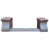 Arts & Crafts Fireplace Set with a Seat to Each Side & Matching Fire Screen