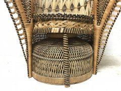 The King of Peacock Armchairs, Original Cane Throne Armchair 1970's - Thumbnail 1