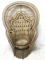 The King of Peacock Armchairs, Original Cane Throne Armchair 1970's - Thumbnail 8