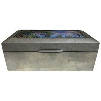 Liberty & Co. An Arts & Crafts Pewter and Hand Enameled Jewelry or Cigar Box - Thumbnail 1
