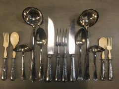 WMF Rare Art Nouveau Silver Plated Cutlery Set for 18 Persons - Thumbnail 14