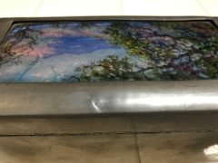 Liberty & Co. An Arts & Crafts Pewter and Hand Enameled Jewelry or Cigar Box - Thumbnail 8