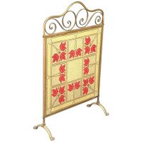 An Arts & Crafts Brass & Tapestry Fire Screen, in the Manner of W. A. S. Benson