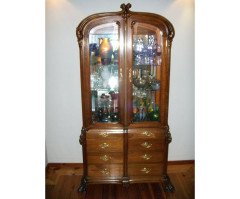 French Art Nouveau Walnut Display Cabinet - Thumbnail 2