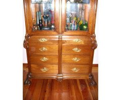 French Art Nouveau Walnut Display Cabinet - Thumbnail 4