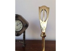 E. A. Taylor attri, Glasgow School. A Set of 3 Arts & Crafts Brass Fire Utensils - Thumbnail 1