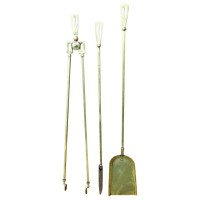 E A Taylor attri, Glasgow School. A Set of 3 Arts & Crafts Brass Fire Utensils - Thumbnail 5