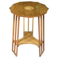 Green Stained and Inlaid Two-Tier Shaped Circular Table Attributed, to GM Ellwood - Thumbnail 1