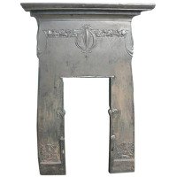 Arts & Crafts Cast Iron Fireplace with Stylized Floral Details - Thumbnail 1