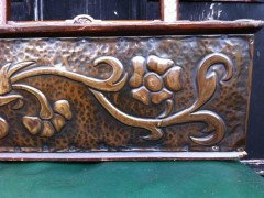 Liberty & Co Arts & Crafts Desk Top Copper Bookcase with Stylised Floral Details - Thumbnail 5