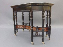 Lamb of Manchester, Aesthetic Anglo-Japanese Ebonised & Amboyna Eight Leg Table - Thumbnail 4