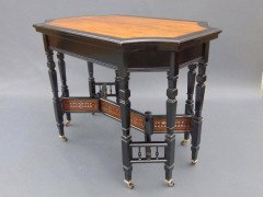 Lambs of Manchester, Aesthetic Anglo-Japanese Ebonised & Amboyna Eight Leg Table - Thumbnail 6
