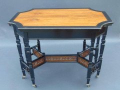 Lambs of Manchester, Aesthetic Anglo-Japanese Ebonised & Amboyna Eight Leg Table - Thumbnail 9
