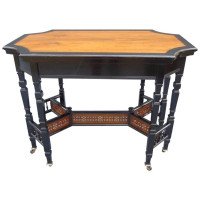 Lambs of Manchester, Aesthetic Anglo-Japanese Ebonised & Amboyna Eight Leg Table - Thumbnail 10
