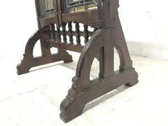 A. W. N. Pugin Gothic Revival Oak, Leaded & Painted Glass Three-Fold Fire Screen - Thumbnail 7