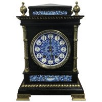 Lewis. F. Day Attributed, Aesthetic Movement Ebonised and Enamel Mantle Clock - Thumbnail 1