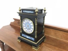 Lewis. F. Day Attributed, Aesthetic Movement Ebonised and Enamel Mantle Clock - Thumbnail 2