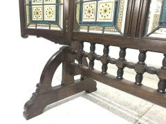 A. W. N. Pugin Gothic Revival Oak, Leaded & Painted Glass Three-Fold Fire Screen - Thumbnail 8