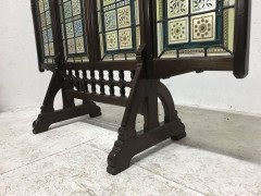 A. W. N. Pugin Gothic Revival Oak, Leaded & Painted Glass Three-Fold Fire Screen - Thumbnail 9